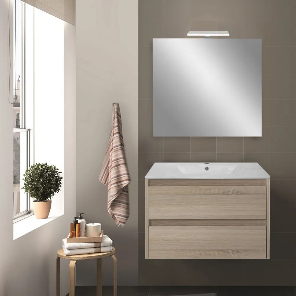 Mobilier complet de baie Porto Prime 80 în culoarea stejarului Sonoma