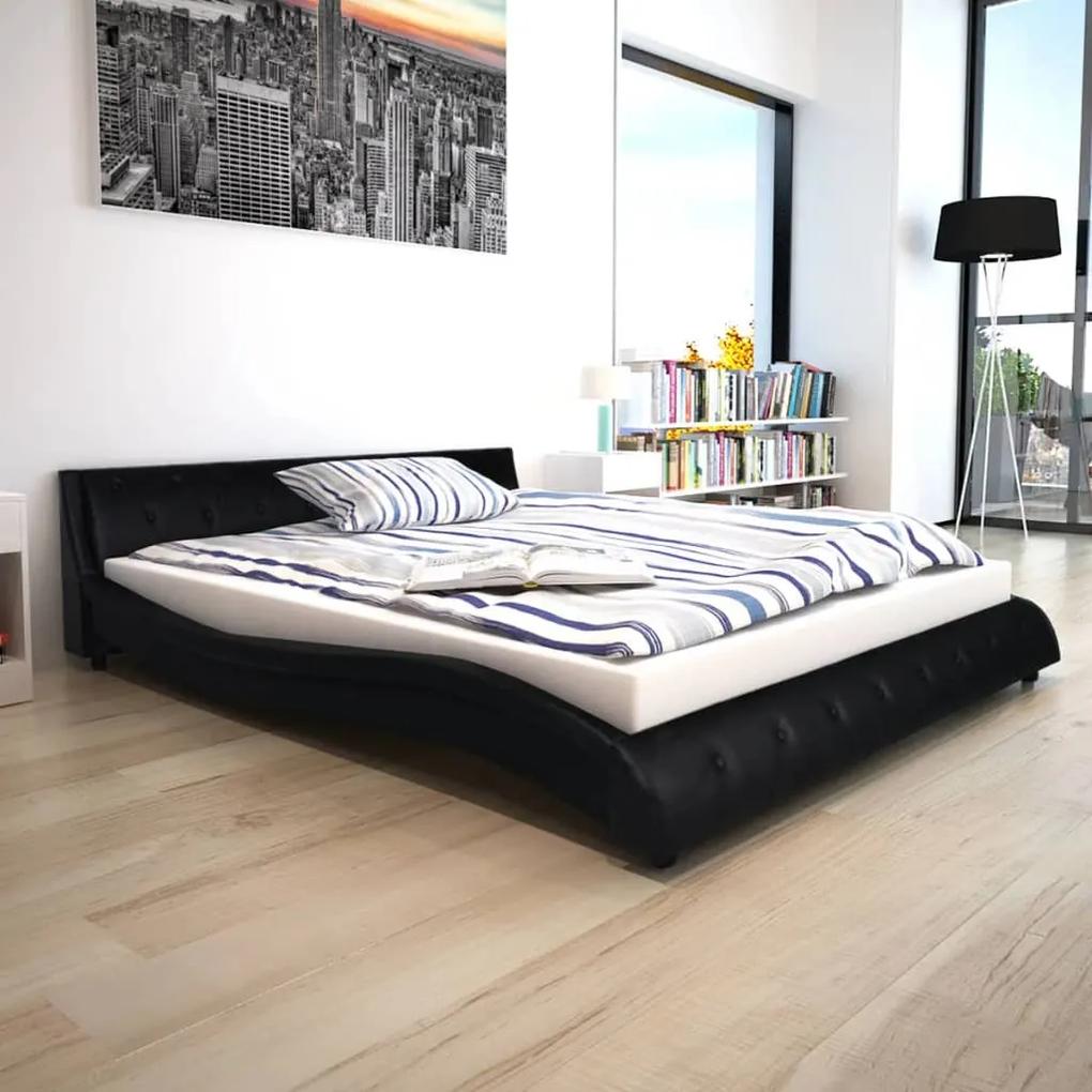 243354 vidaXL Cadru de pat cu piele artificială 160 x 200 cm, negru