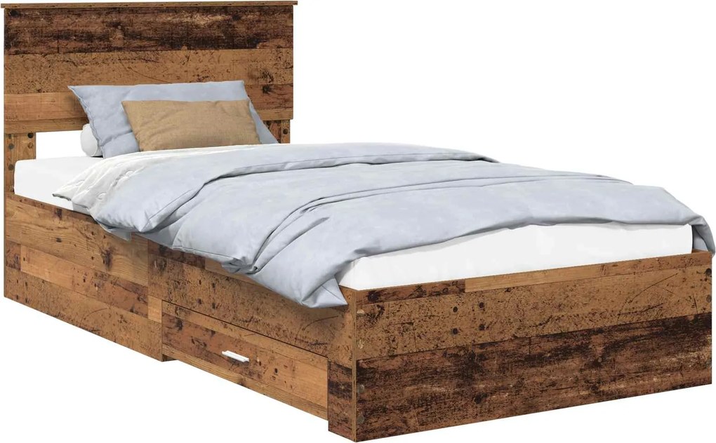 vidaXL Cadru de pat cu headboard Lemn vechi 100 x 200 cm Lemn compozit