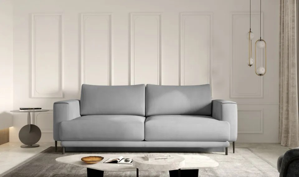 Canapea tapitata, extensibila, cu spatiu pentru depozitare, 260x90x95 cm, Dalia 01, Eltap (Culoare: Gri deschis texturat / Borneo 4)