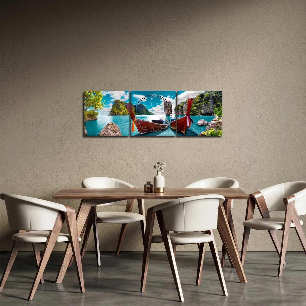 Tablou - Rai pe pământ (cu ceas) (90x30 cm)
