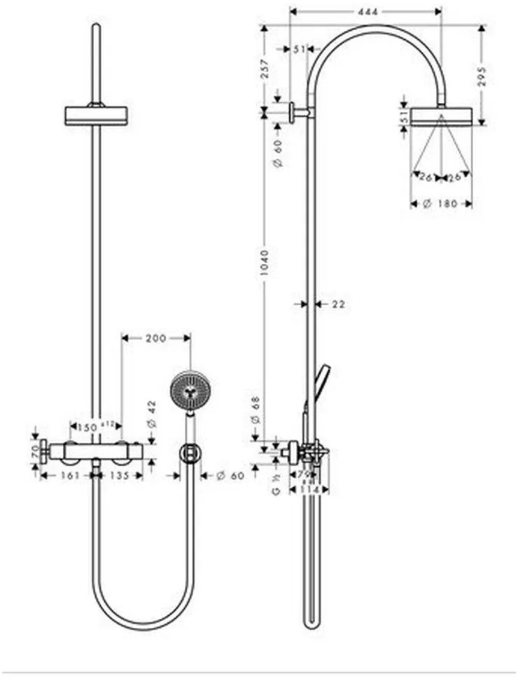Set de dus Showerpipe cu termostat, crom
