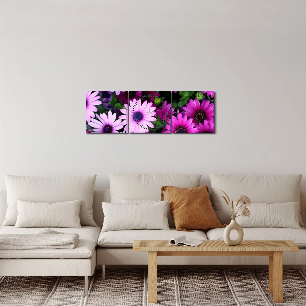 Tablou - Flori (cu ceas) (90x30 cm)