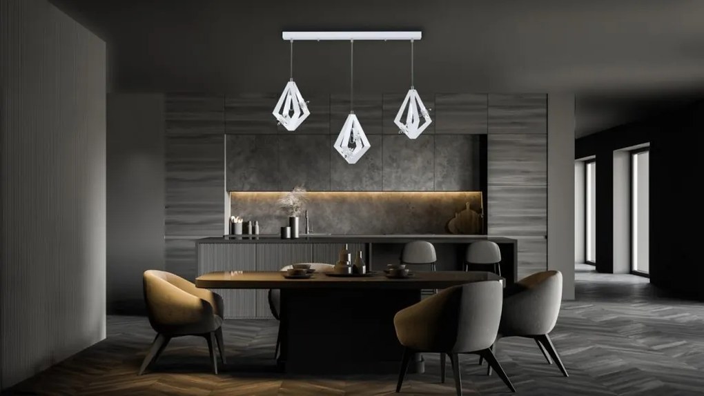 Lustra moderna cu 3 pendule design LUX realizat manual CRYSTALLO XL