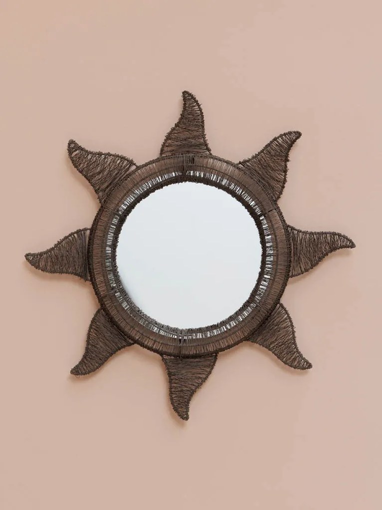 Oglinda de perete, din sarma impletita, forma de soare, Sun