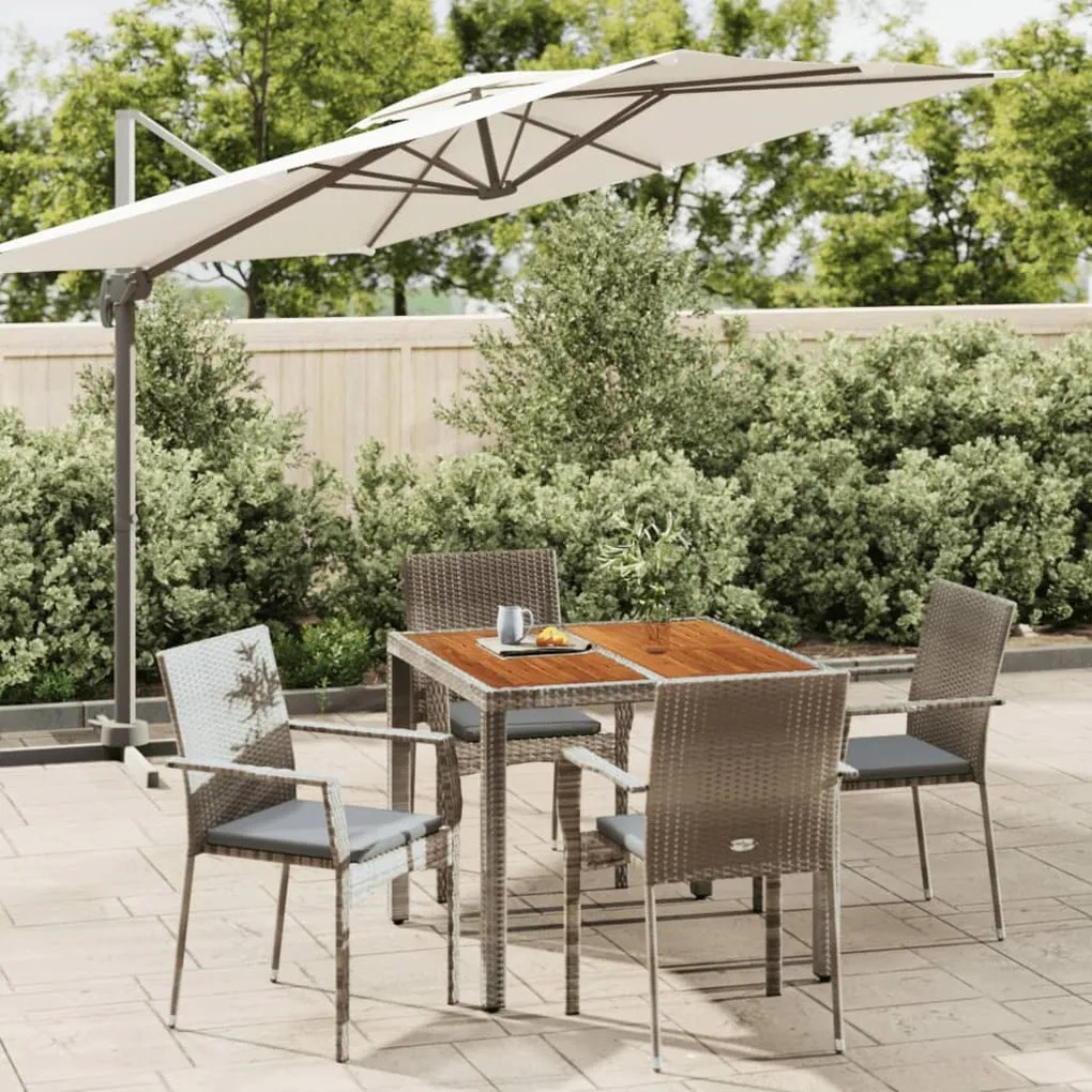 vidaXL Set mobilier de grădină cu perne, 5 piese, gri, poliratan