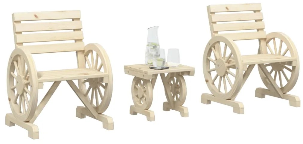 vidaXL Set mobilier de grădină, 3 piese, lemn masiv de brad