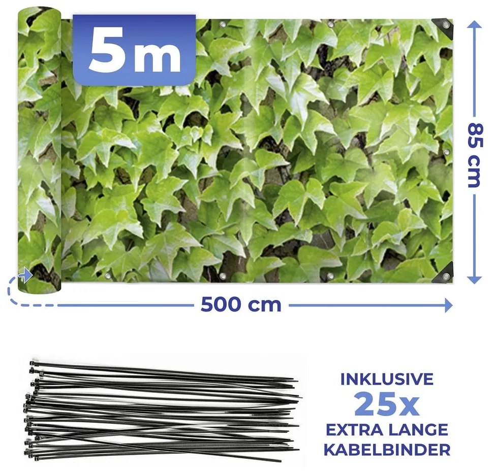 Paravan pentru balcon verde din plastic 500x85 cm Wilder Wein – Maximex