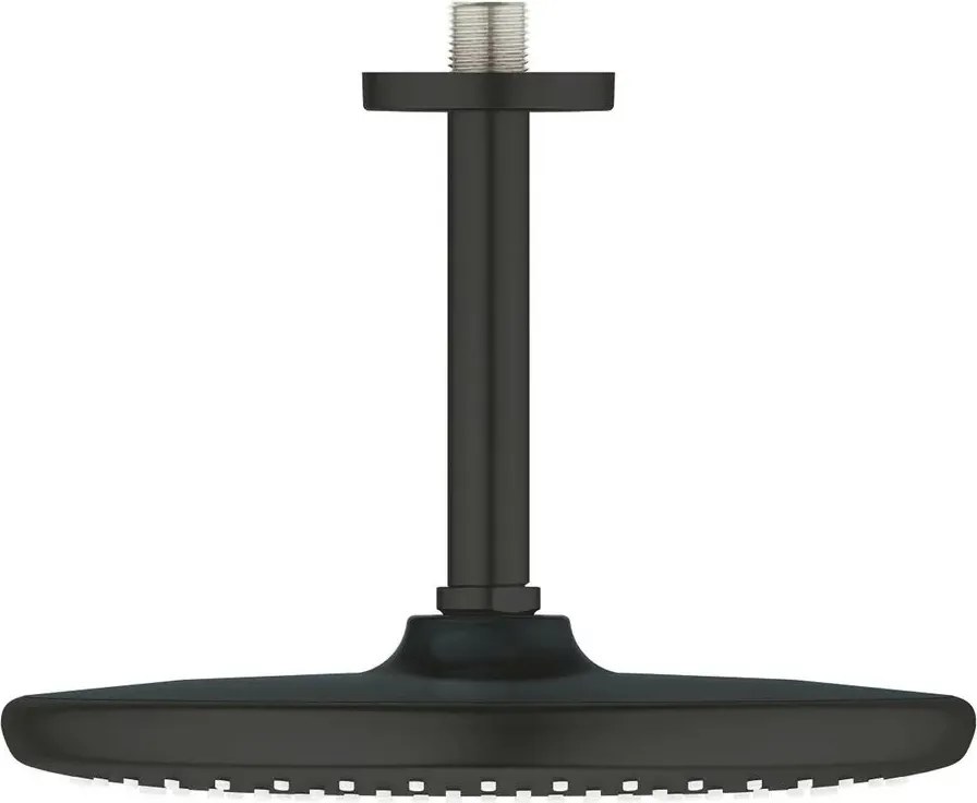 Palarie si brat de dus negru mat Grohe Tempesta 250 Cube rotunda montaj tavan
