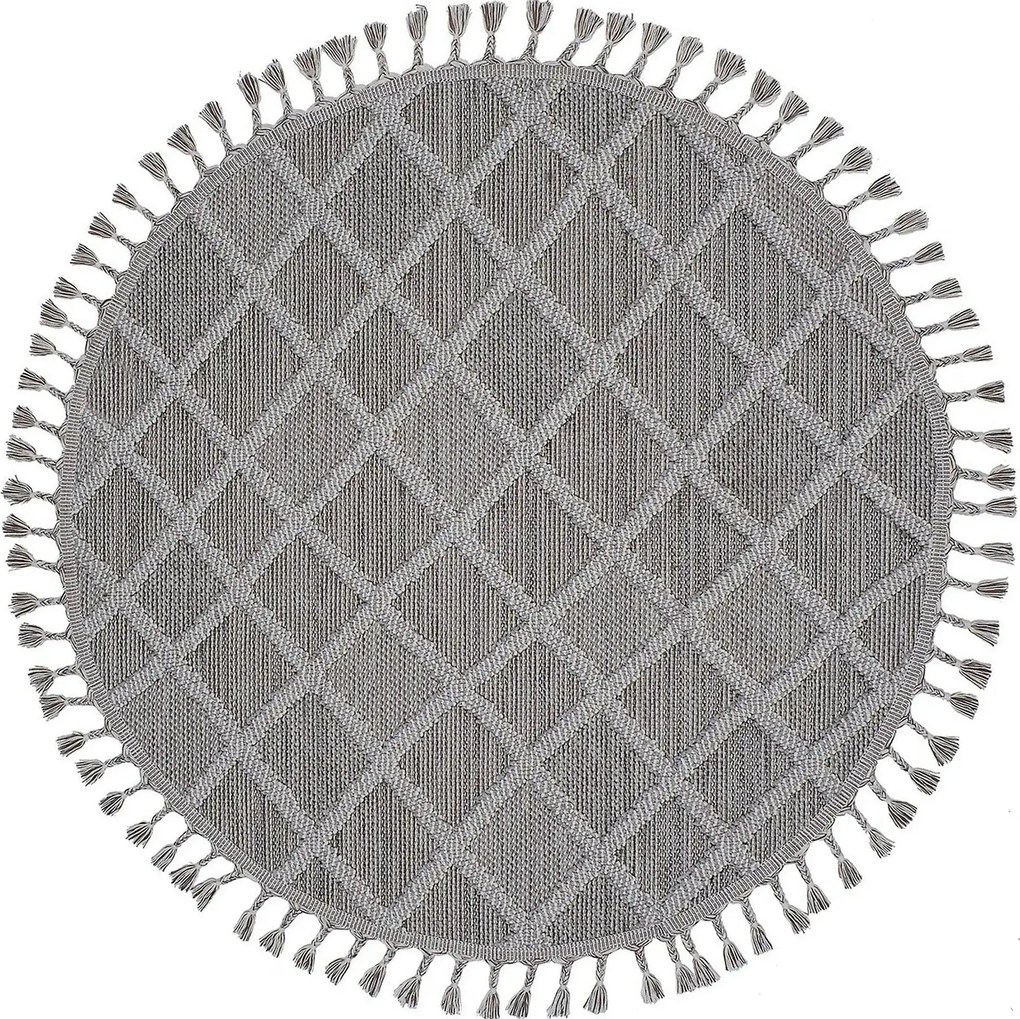 Covor BEVERLY, 80x80 cm, forma rotunda, polipropilena, gri, 2264 Y