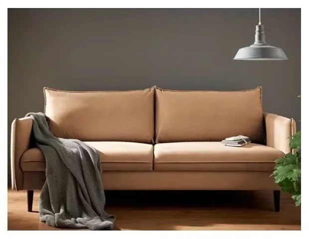 Canapea maro cu tapițerie din catifea 203 cm Juli – Ropez