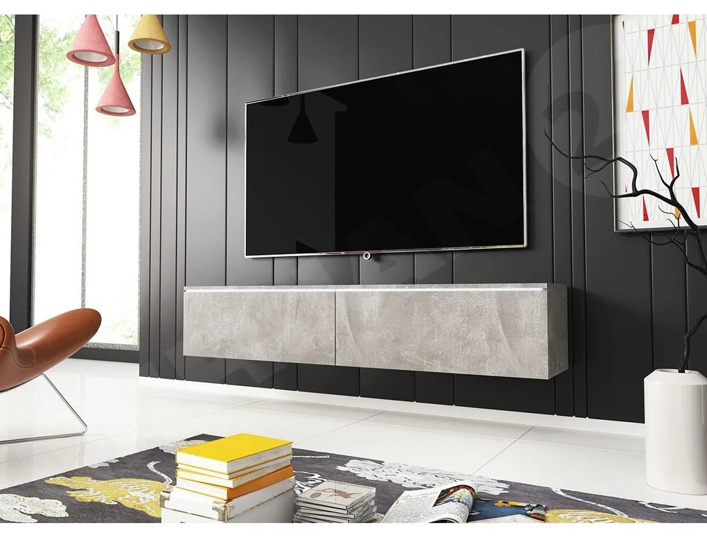 Masă TV/Dulap Dilune 140 (beton smart) (iluminat LED Alb). 1053729