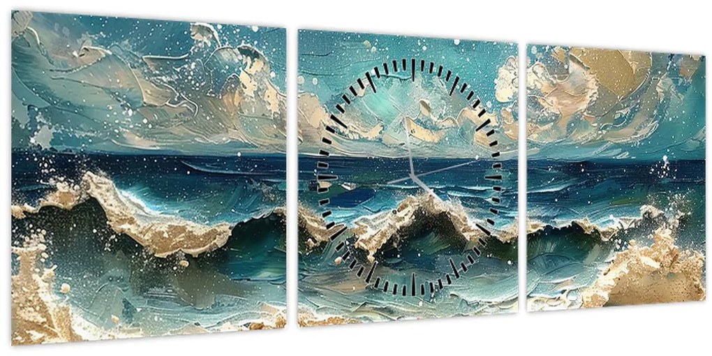 Tablou - Pictura mării (cu ceas) (90x30 cm)