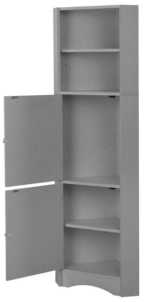 Dulap de baie colțar cu două rafturi, Gri | Aosom Romania