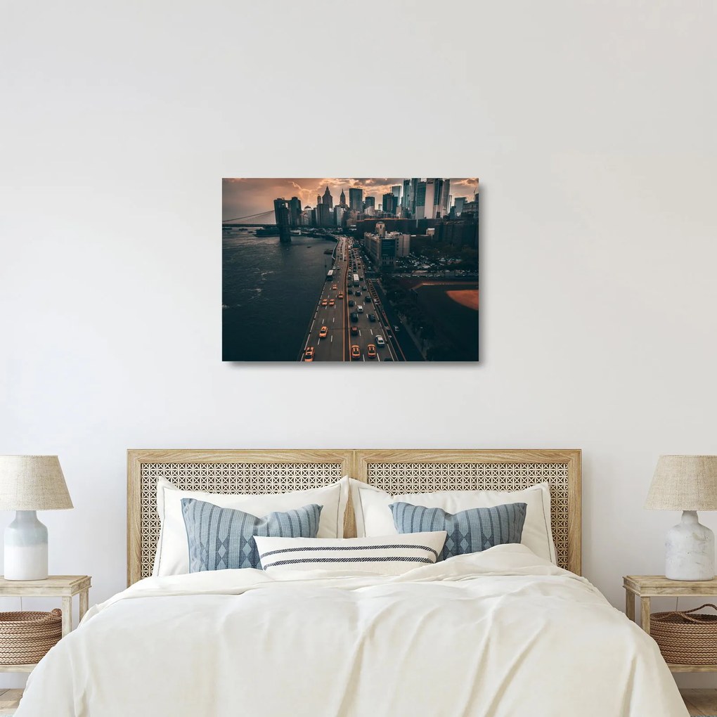 Tablou pe sticlă cu Manhattan (70x50 cm)