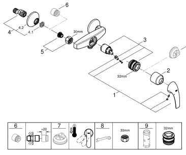GROHE 23631000 - Baterie de duș BAUCURVE 150 mm crom lucios
