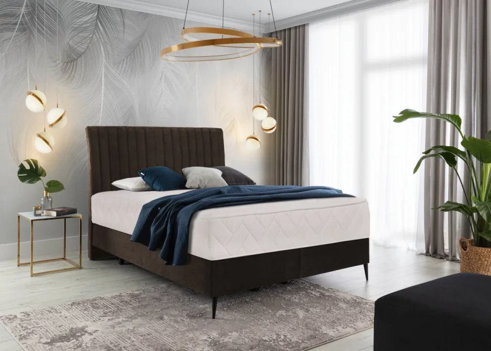 Pat tapitat, boxspring, 140x200 cm, Blanca 1, Eltap (Culoare: Kaki)