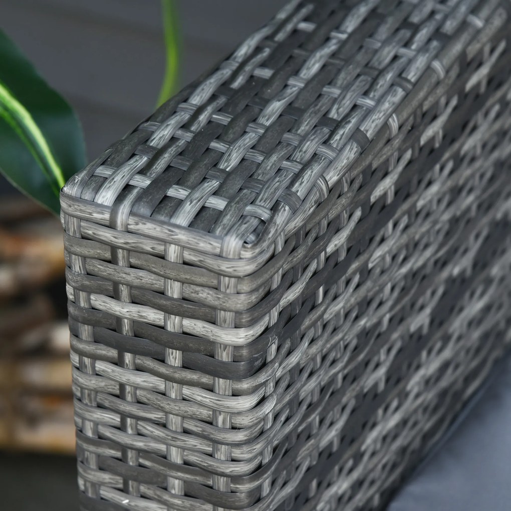 Outsunny Canapea de Exterior cu 3 Locuri din Ratan PE, Canapea cu Perne Detasabile și Structură Metalică pentru Grădină, Terasă și Balcon, 185x70x80 cm, Gri | Aosom Romania