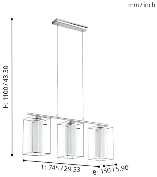 Eglo 94378 - Lustra LONCINO 1 3xE27/60W/230V
