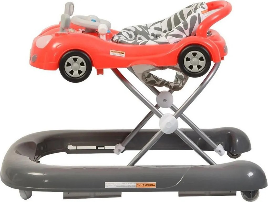 Premergator Reglabil in 3 Trepte NOVOKIDS™ Super Car , roti silentioase, Masinuta, Pliabil, 8 Roti, Cu Melodii si lumini, Cu Volan, Rosu