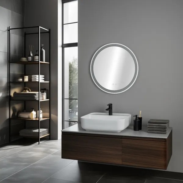 Brilagi-LED Oglindă AVA ECO cu iluminare LED integrată 11,5W/230V, dimabilă, cu sistem anti-aburire și sticlă fumurie, Ø 60 cm, IP44