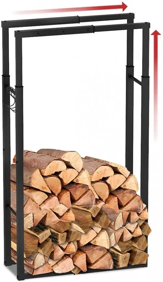 Suport pentru lemne Vounot, metal, negru, 60 x 15 x 25 cm
