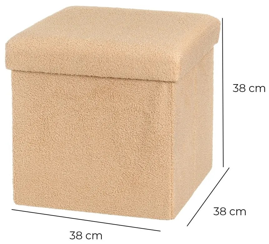 Taburet maro deschis cu tapițerie din țesătură bouclé Folding – Casa Selección