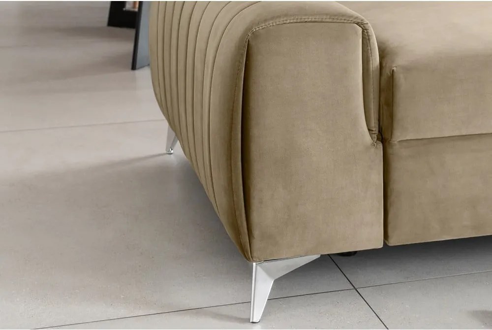 Canapea maro deschis extensibilă cu tapițerie din catifea 261 cm Laurence – ELTAP