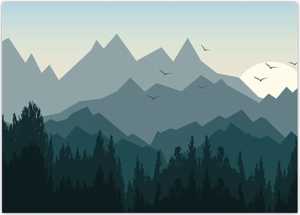 Tablou - Munții cu privirea graficeanului (70x50 cm)