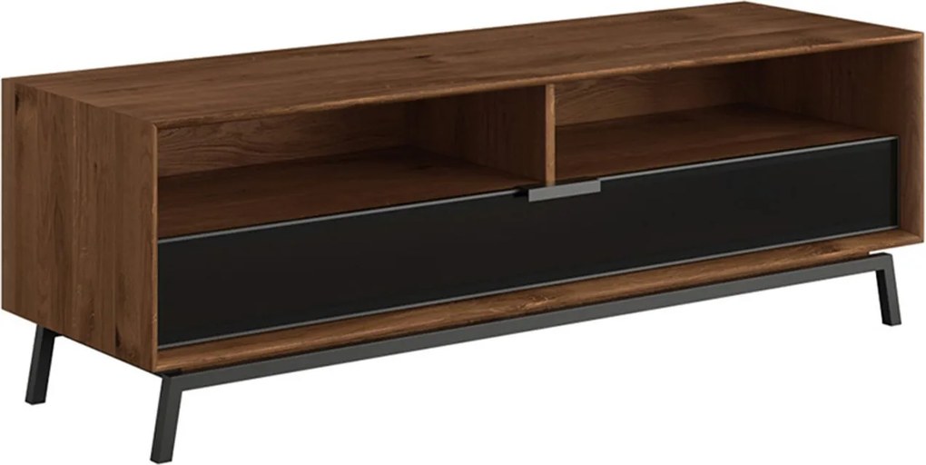 Comodă TV stejar masiv Madison și Sticlă, 160 × 50 × 54 cm