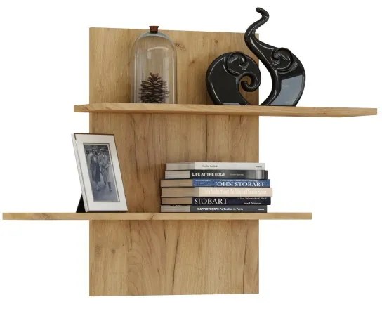 Mazzoni Set de mobilier SIMPLE Stejar Craft Auriu/Alb Luciu - VITRINĂ RAFTURI SUSPENDAT COMODĂ PENTRU LIVING