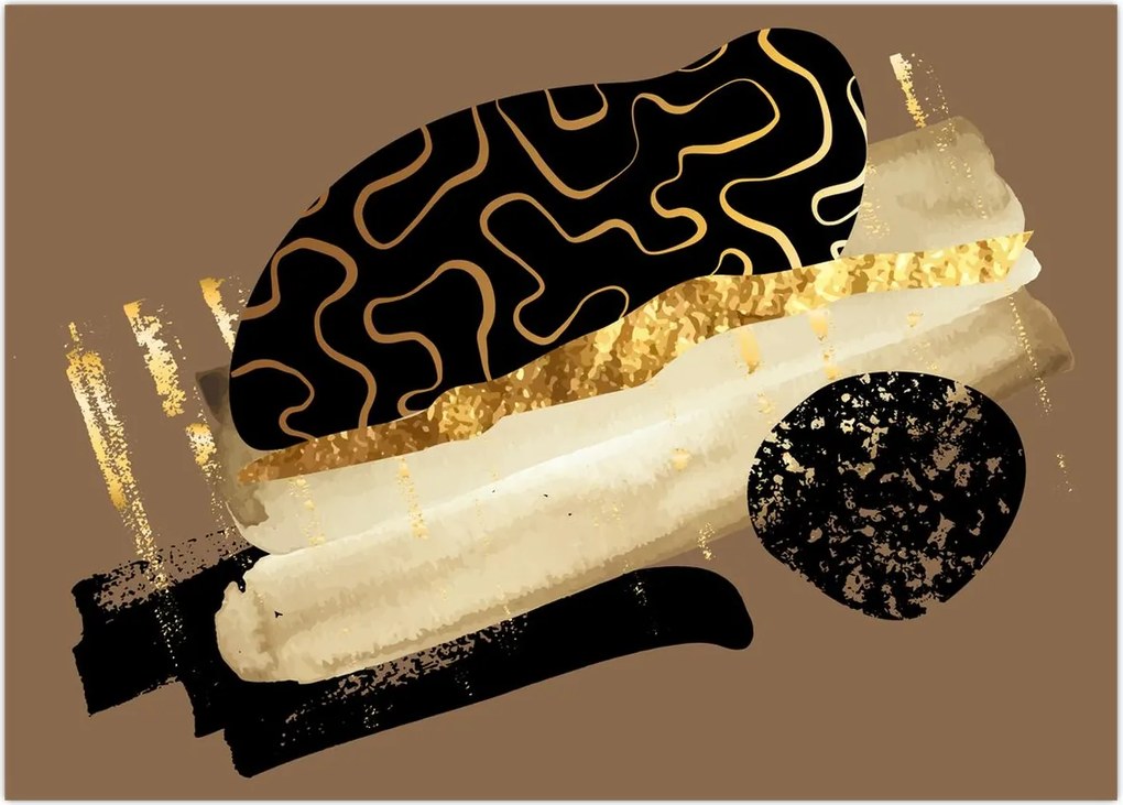 Tablou - Abstracție maro auriu N⁰3 (70x50 cm)