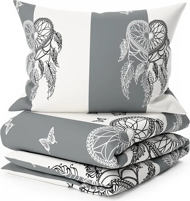 Lenjerie de pat din bumbac TIRSO POLY gri-alb Dimensiune lenjerie de pat: 70 x 90 cm | 140 x 200 cm