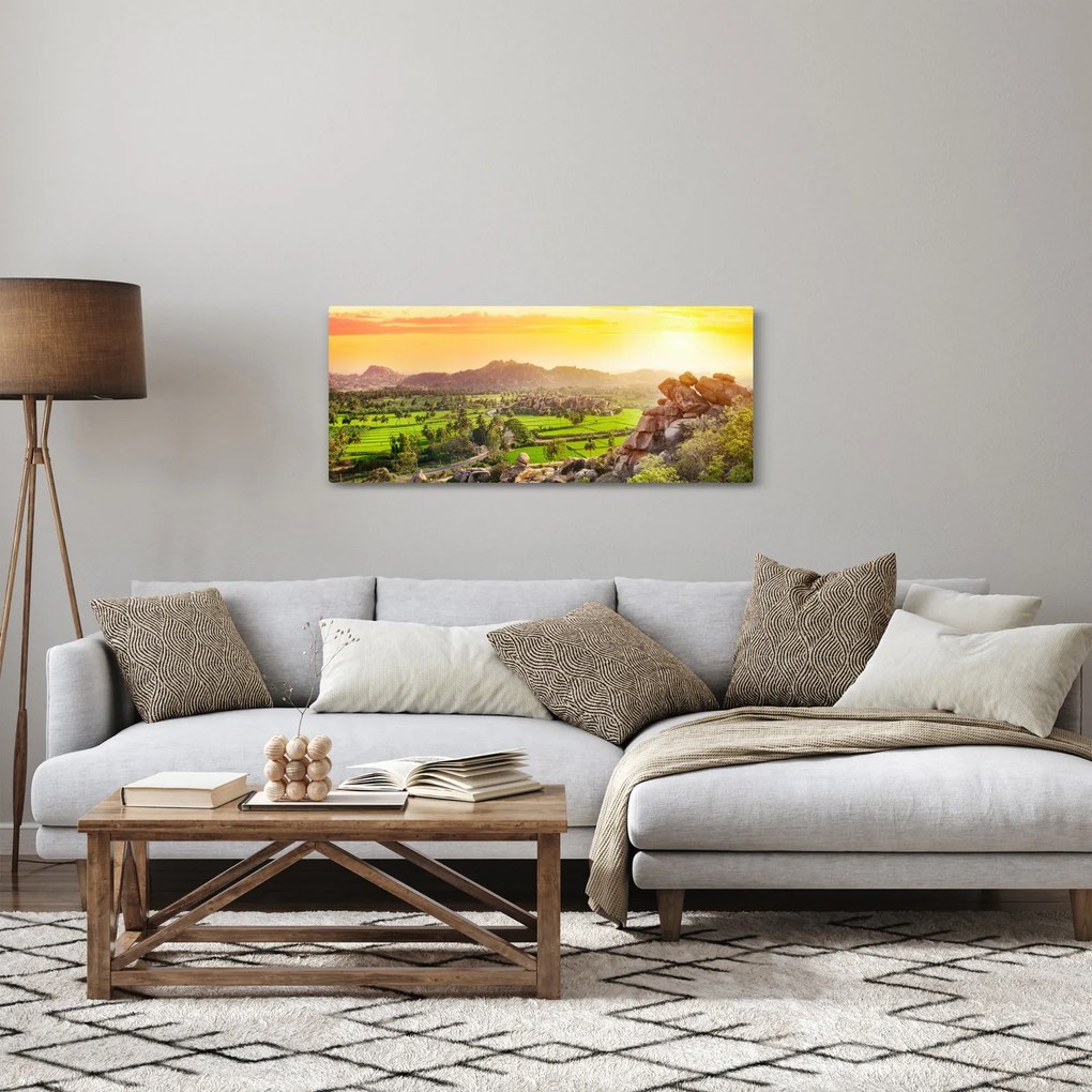 Tablou cu valea Hampi în India (120x50 cm)