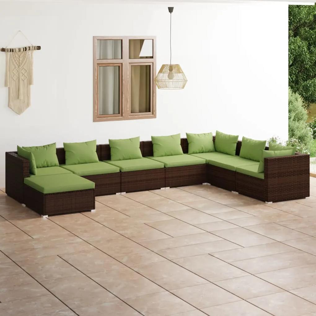 3101860 vidaXL Set mobilier de grădină cu perne, 8 piese, maro, poliratan
