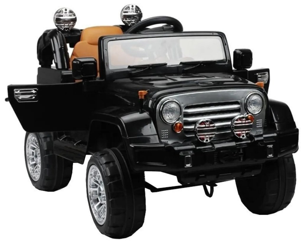 Masinuta Electrica cu acumulator pentru copii NOVOKIDS™ Safari SUV PRO, Cu telecomanda, Max 30 kg, Melodii si lumini, 12V, Negru