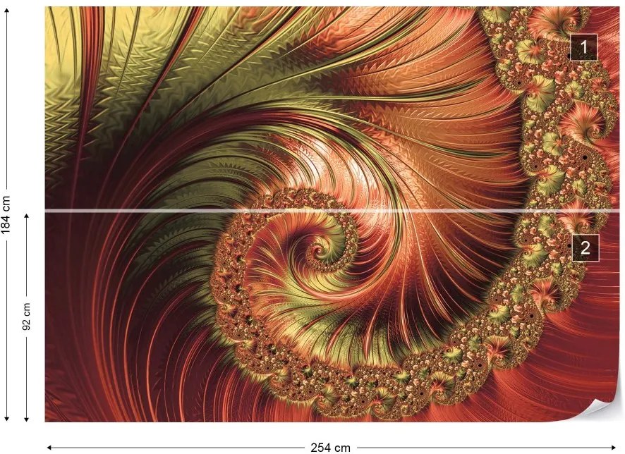 GLIX Fototapet - Red Modern Abstract Spiral Design Vliesová tapeta  - 254x184 cm