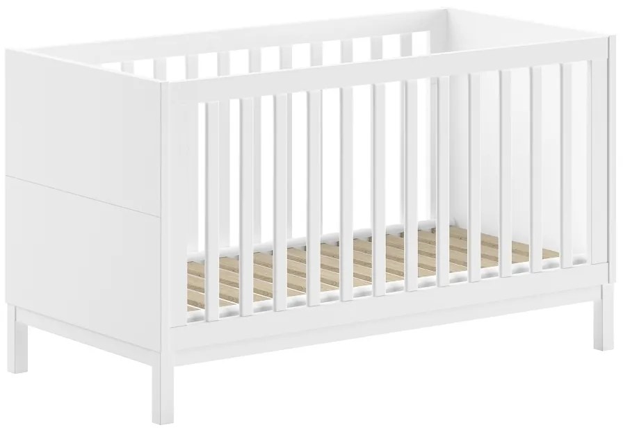 Set Complet Cameră Copii EVA: Pătuț Transformabil 70x140 cm, Comodă cu 3 Sertare, Masă de Înfășat și Dulap 2 Uși, Alb – Vipack