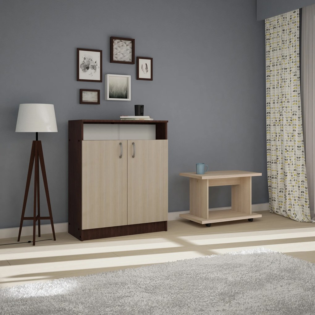 Comoda haaus Atena, 2 Usi, Wenge/Stejar Ferrara, 80 x 35 x 100 cm