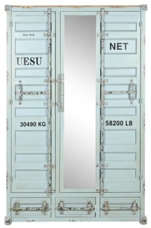 Dulap turcoaz, din metal, stil industrial, Cargo