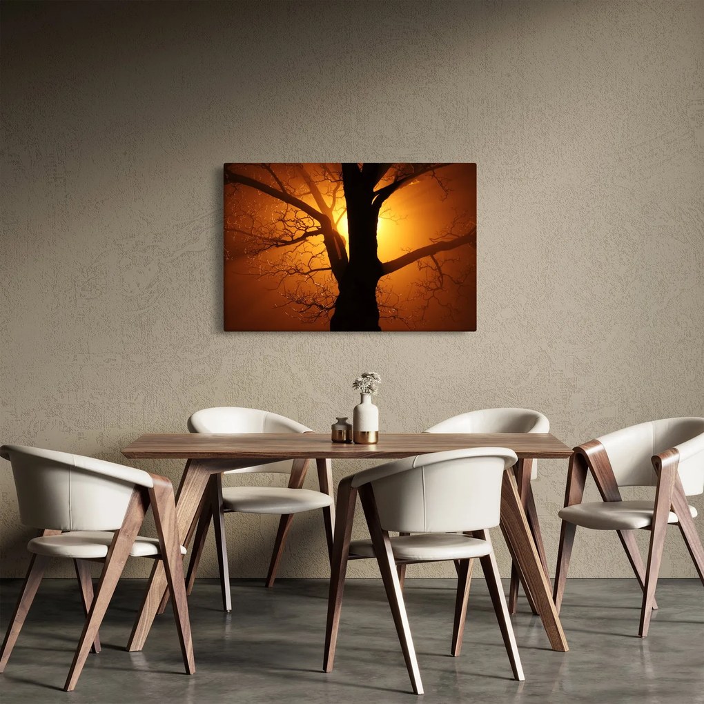 Tablou cu copac în apus de soare (90x60 cm)