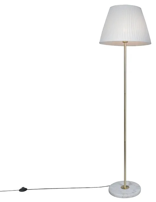 Lampă de podea retro din alamă cu abajur plisat crem 45 cm - Kaso