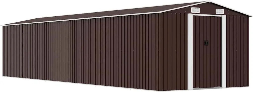 vidaXL Șopron de grădină, maro, 257x990x181 cm, oțel galvanizat