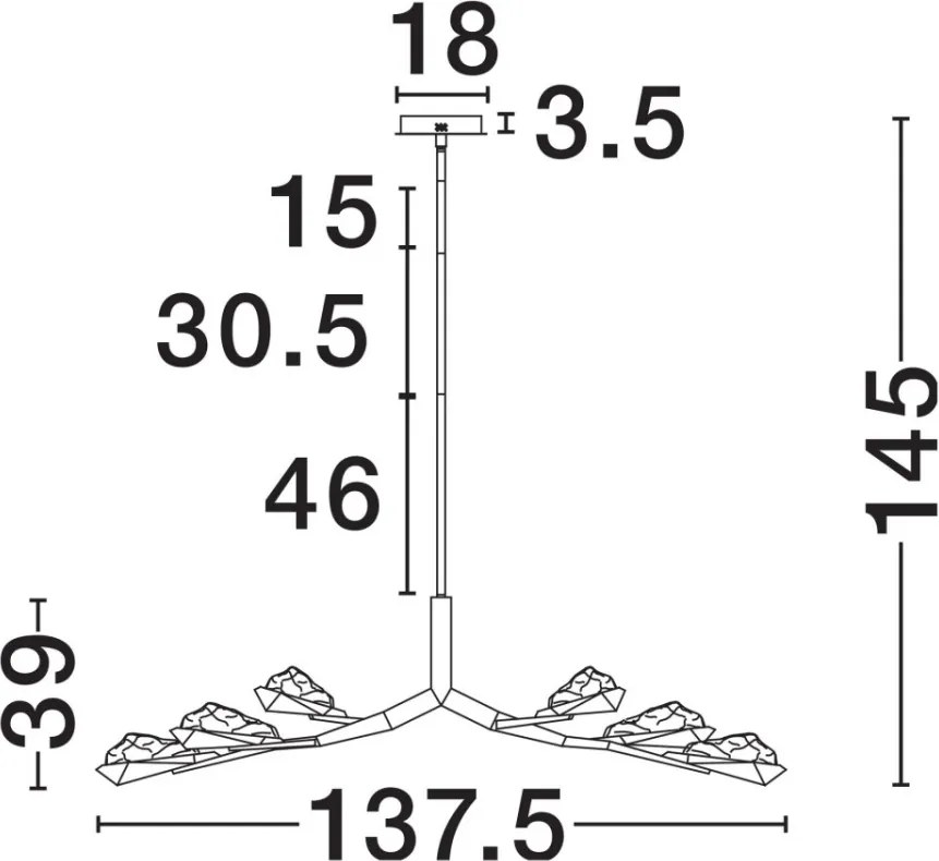 Lustra LED alama antic cu sticla lucrat manual GRETA 34W