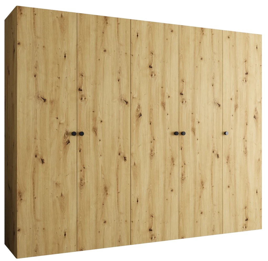 Dulap de haine 250 cm Parna 1 (Stejar artisan + Negru). 1125888