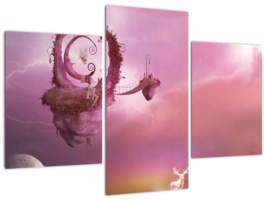 Tablou - Zână pe o insulă plutitoare (90x60 cm)