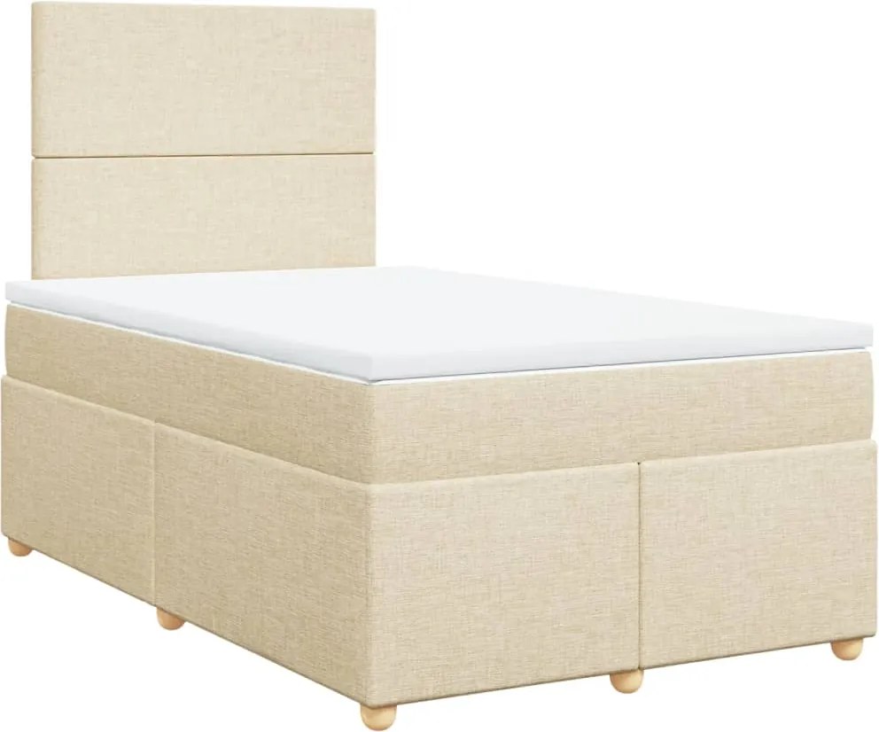 vidaXL Pat continental cu saltea, crem, 120x190 cm, textil