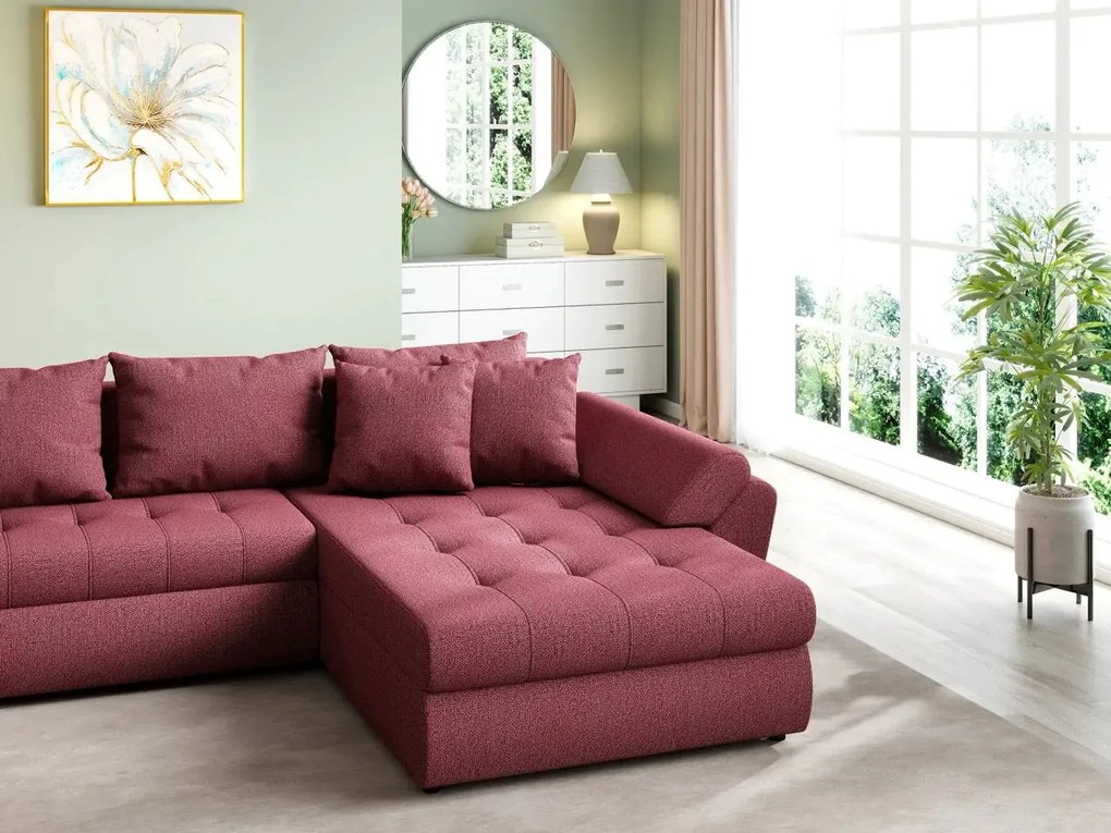 Colțar extensibil dumonde cu ladă de depozitare si sezut confortabil din spuma high-density, Loana U Enjoy Winery 355x185 cm