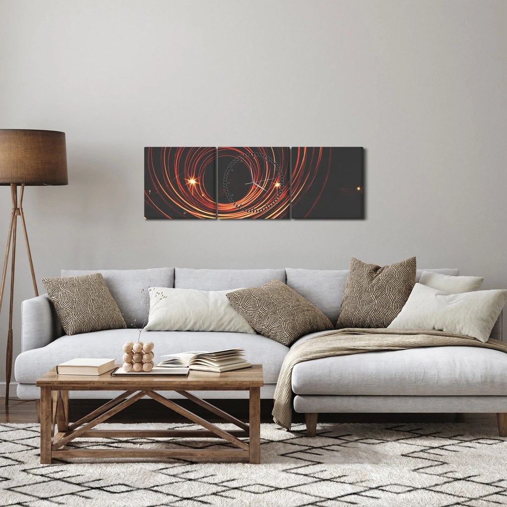 Tabloul cu linii abstracte (cu ceas) (90x30 cm)
