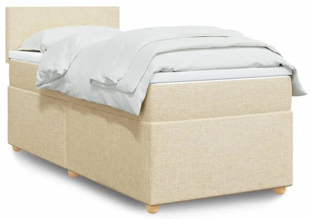 3288833 vidaXL Pat box spring cu saltea, crem, 90x190 cm, textil